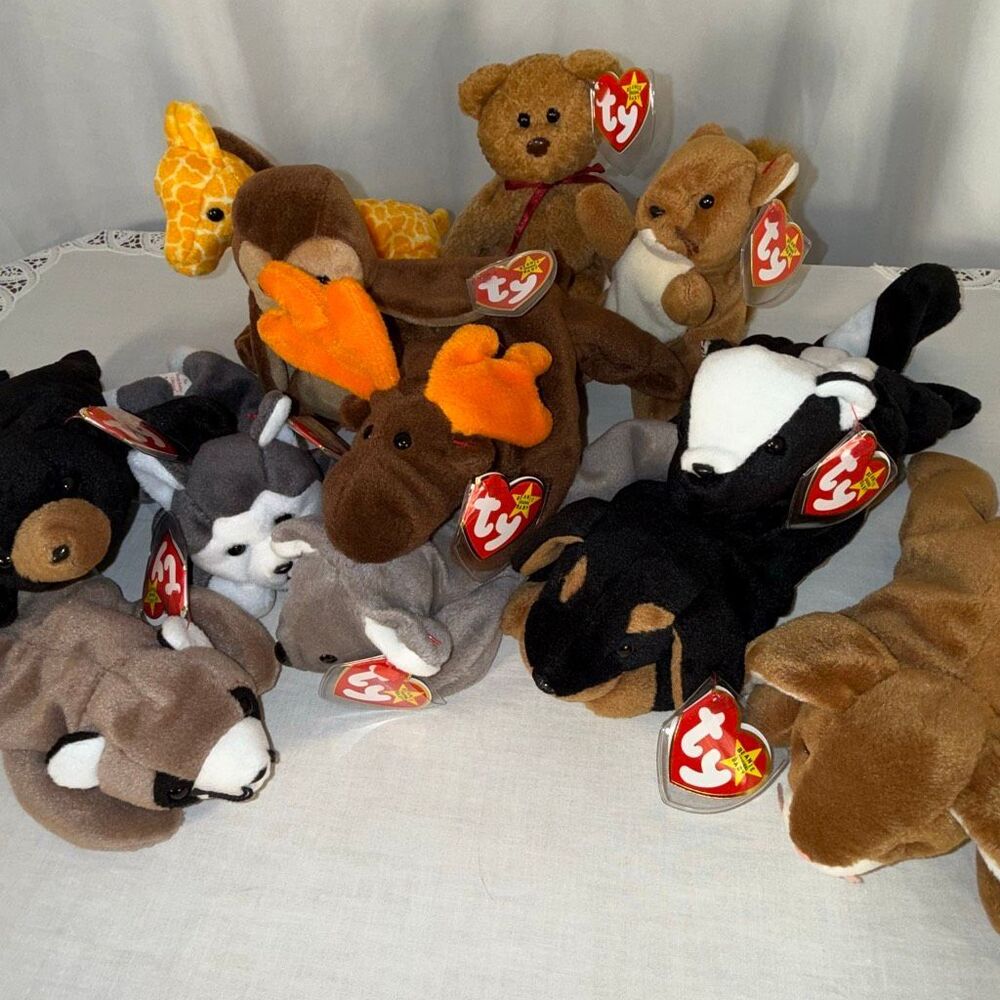 Ty Beanie Babies Woodland Forest PVC Lot 12 Chocolate Nuts Ringo Curly Hoot Twig